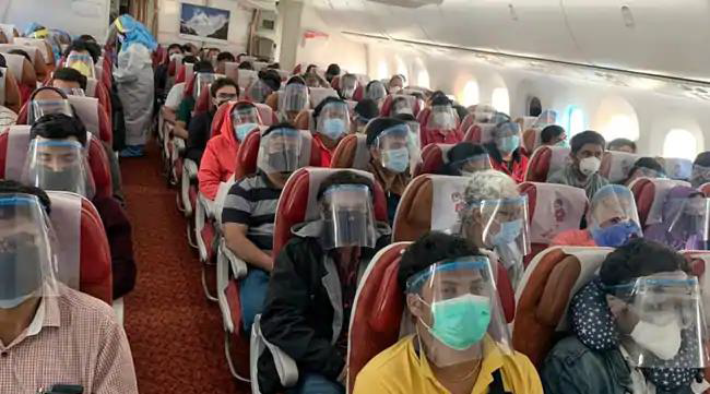 Air India viseiras e máscaras Covid - 19